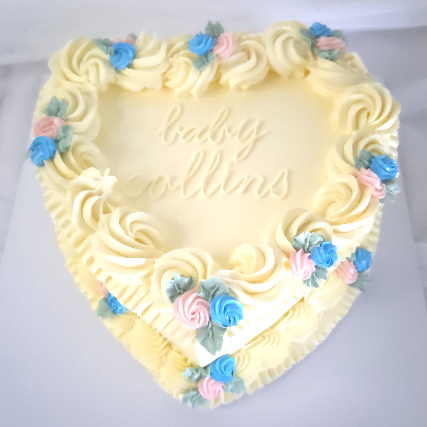 Vintage Heart Cake with floral swirls