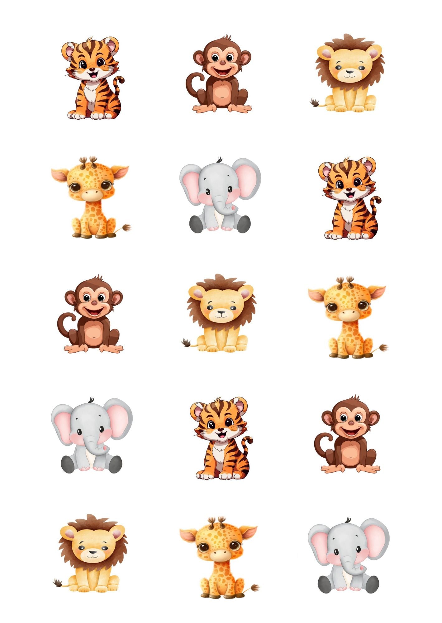 Baby Jungle Animal Cupcakes